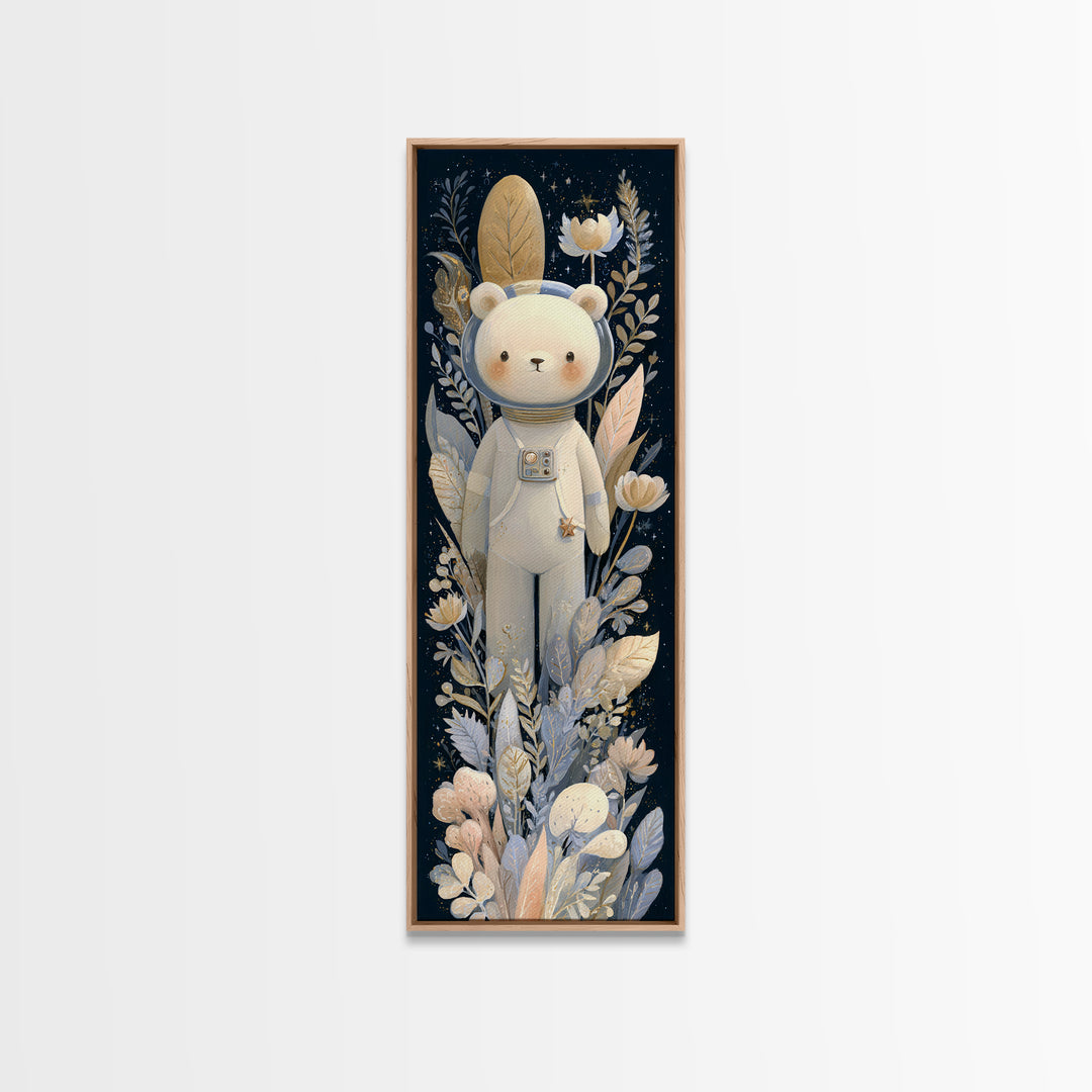 Little Astronaut Bear Canvas Print, Nursery Decor, Wall, Oil Painting, Nursery, Nursery Wall Decals, Woodland Nursery, NDE-1x3-27