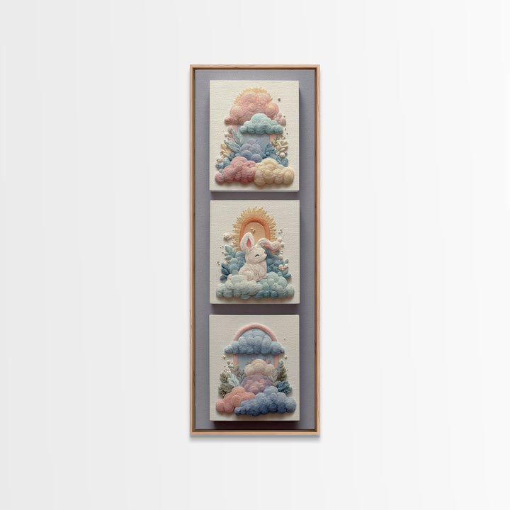 Pastel Rainbow with Soft Cloud Shapes Canvas Print, Nursery Decor, Minimalist Decor, Nursery, Wall Decals, Nursery Wall Decor, NDE-1x3-37