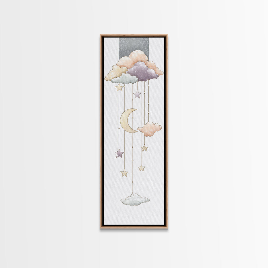 Moon Phase Mobile Canvas Print, Nursery Decor, Playroom Decor, Nursery, Boy Nursery Decor, Gallery Decor, Neutral Decor, NDE-1x3-39