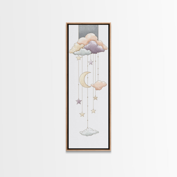Moon Phase Mobile Canvas Print, Nursery Decor, Playroom Decor, Nursery, Boy Nursery Decor, Gallery Decor, Neutral Decor, NDE-1x3-39