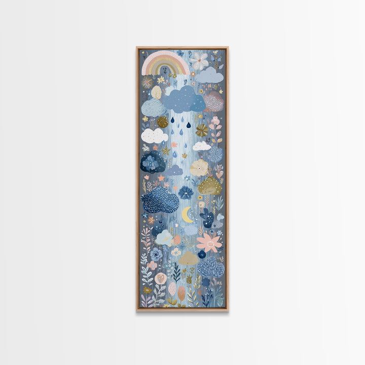Cloud Rainbow and Raindrop Composition Canvas Print, Nursery Decor, Nursery Prints, Fine Art, Nursery, Nursery Wall Decal, NDE-1x3-56