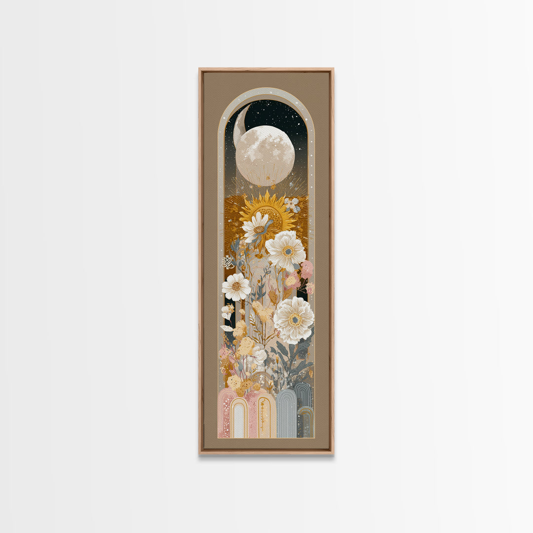 Neutral Boho Sun and Arch Shapes Framed Canvas Print, Nursery Decor, Gallery Decor, Fine Art, Nursery, Wall Art, Home Decor, NDE-1x3-71