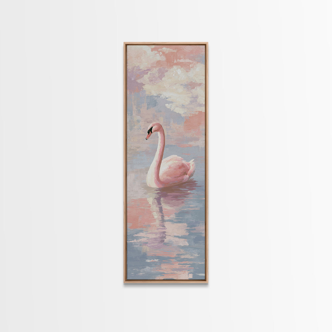 Pink Swan on Calm Pond Canvas Print, Nursery Decor, Nursery Wall Decor, Fine Art, Nursery, Nursery Name Sign, Kids Wall Art, NDE-1x3-73
