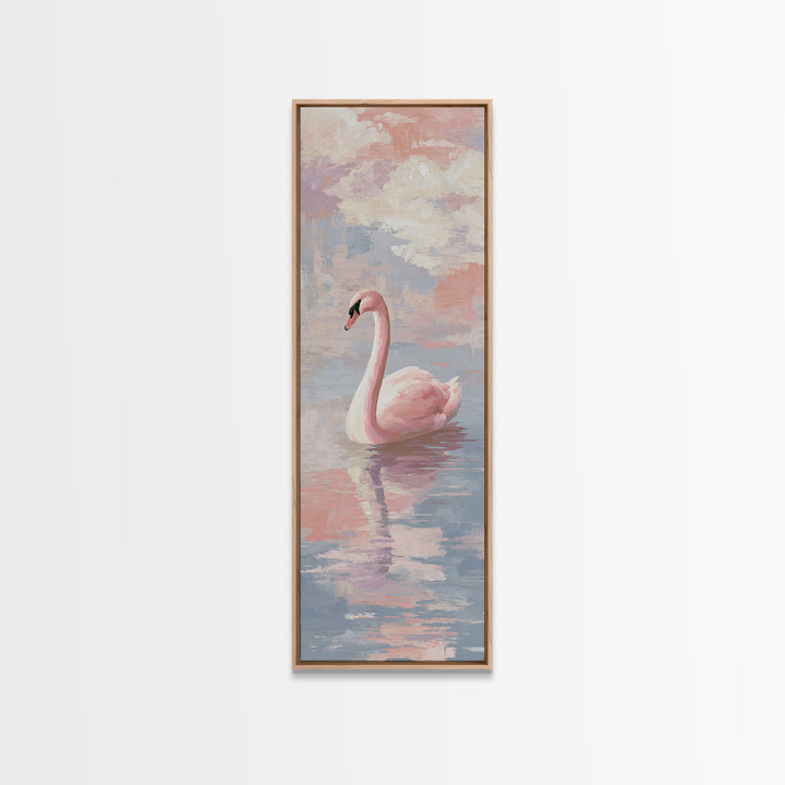 Pink Swan on Calm Pond Canvas Print, Nursery Decor, Nursery Wall Decor, Fine Art, Nursery, Nursery Name Sign, Kids Wall Art, NDE-1x3-73