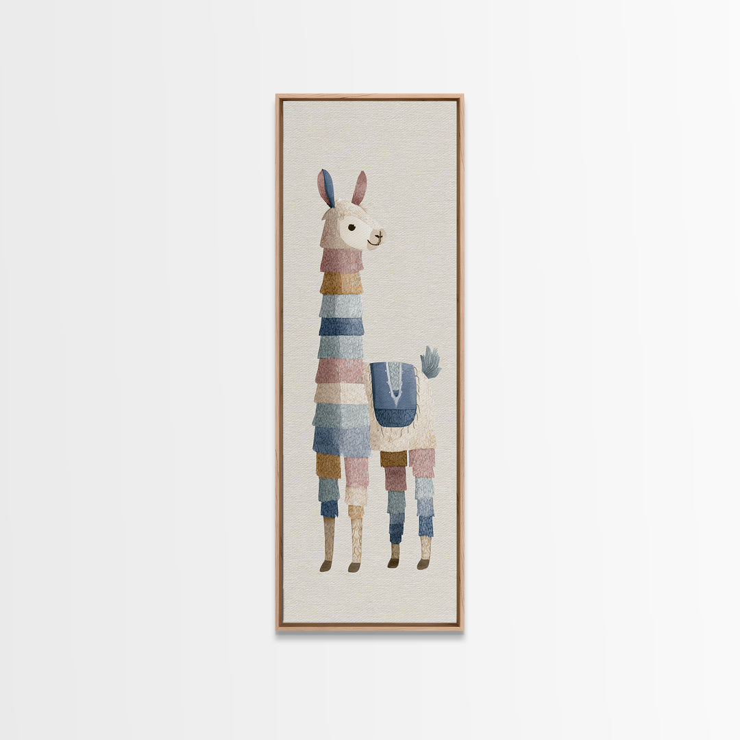Cute Llama with Blanket Pattern Canvas Print, Nursery Decor, Safari Nursery Decor, Nursery, Modern Decor, Fine Art Print, NDE-1x3-81