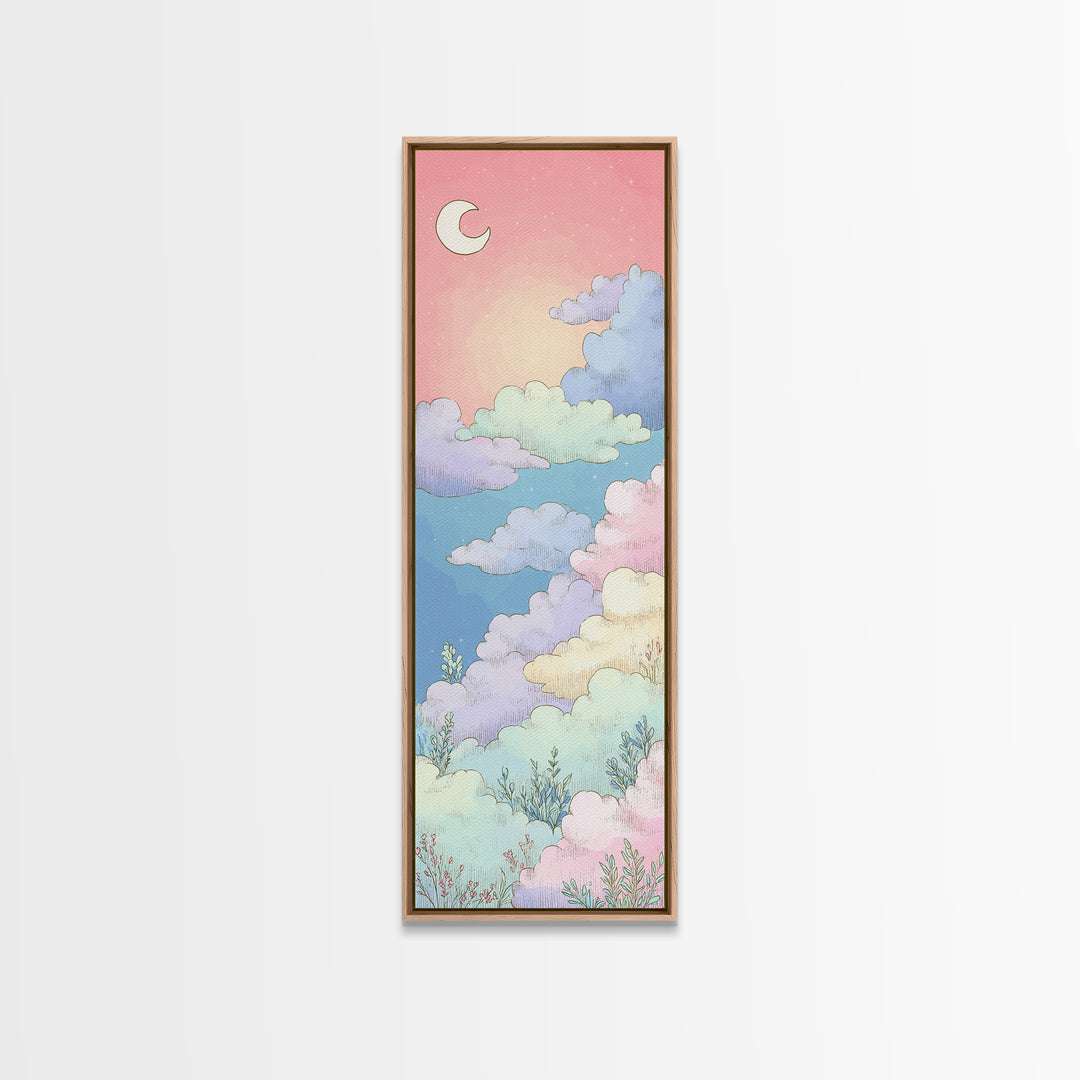 Pastel Rainbow with Soft Cloud Shapes Canvas Print, Nursery Decor, Wall Decal, Abstract Art, Nursery, Wall Light, NDE-1x3-85