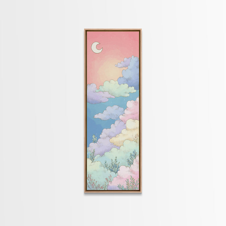 Pastel Rainbow with Soft Cloud Shapes Canvas Print, Nursery Decor, Wall Decal, Abstract Art, Nursery, Wall Light, NDE-1x3-85