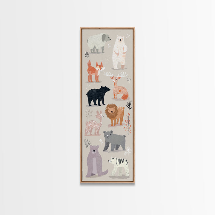Woodland Animal Parade Canvas Print, Nursery Decor, Contemporary Art, Fine Art, Nursery, Wall Decals, Nursery Wall Decor, NDE-1x3-86