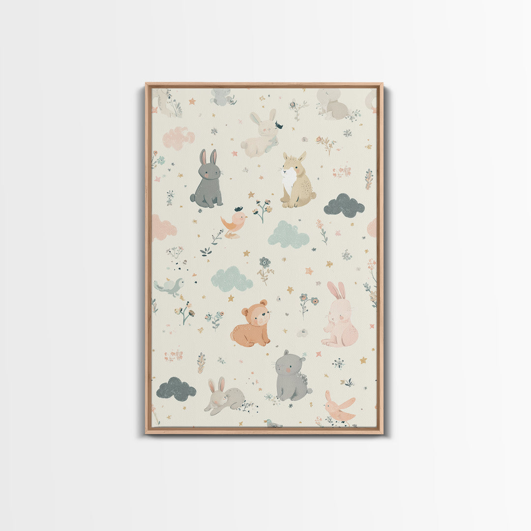 Woodland Animal Parade Canvas Print, Nursery Decor, Contemporary Art, Fine Art, Nursery, Wall Decals, Nursery Wall Decor, NDE-2x3-10