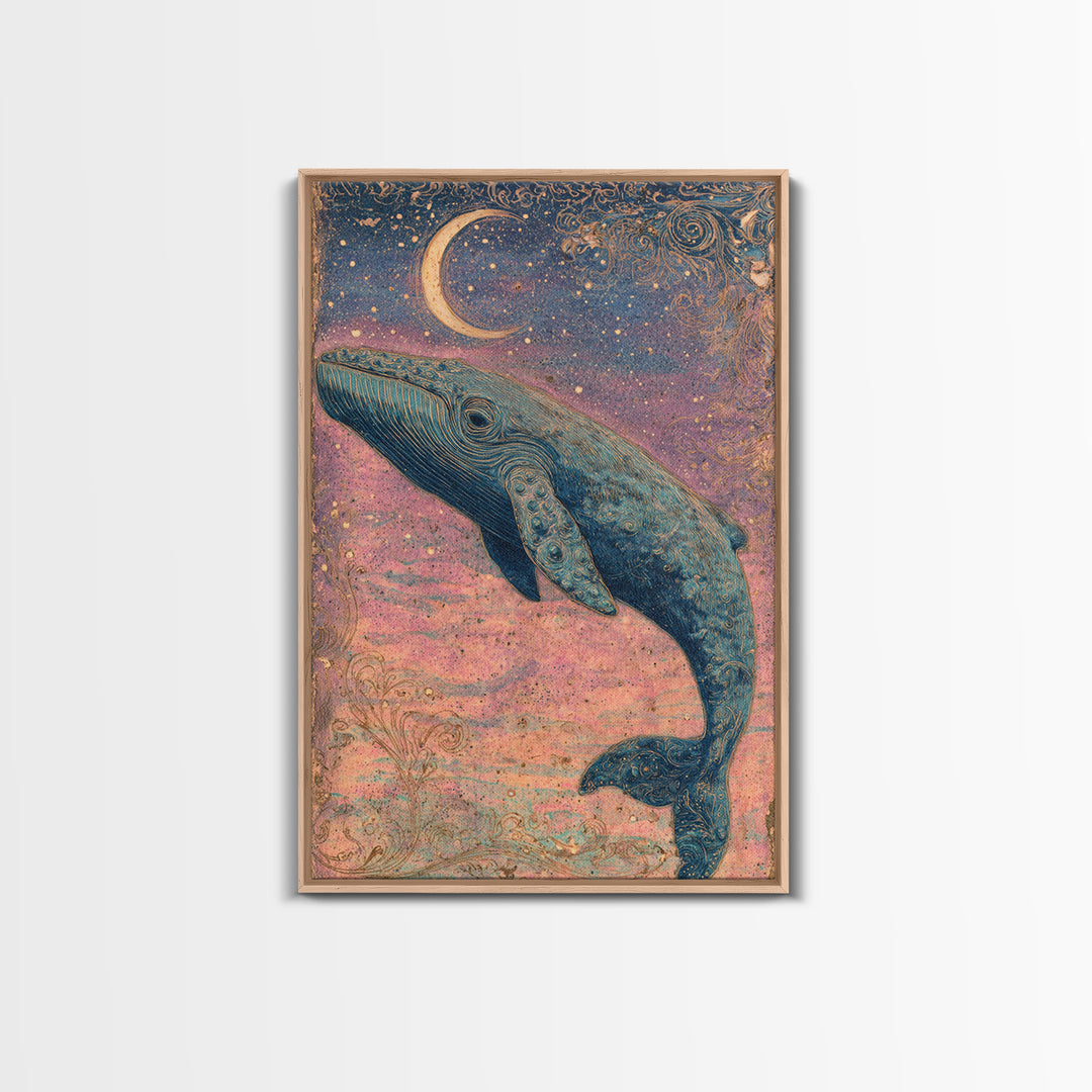 Sleeping Kitten on Crescent Moon Framed Canvas Print, Nursery Decor, Framed Wall Art, Fine Art, Nursery, Safari Nursery Decor, NDE-2x3-25