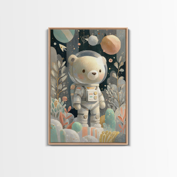 Little Astronaut Bear Canvas Print, Nursery Decor, Playroom Decor, Fine Art, Nursery, Boy Nursery Decor, Gallery Decor, NDE-2x3-71