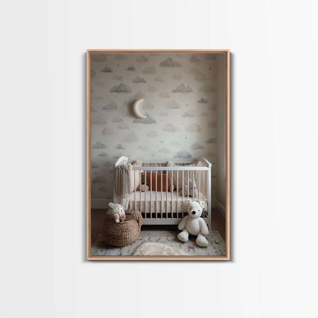 Calm Mountain Nursery Landscape Framed Canvas Print, Nursery Decor, Nursery Wall Decal, Fine Art, Nursery, Minimalist Decor, NDE-2x3-8