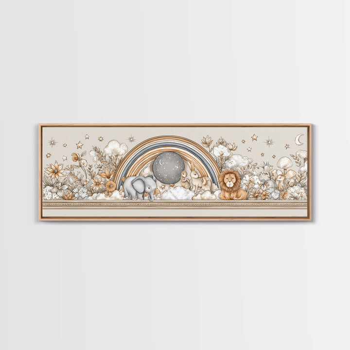 Soft Floral Initial Frame Without Letters Framed Canvas Print, Nursery Decor, Floral Wallpaper, Nursery, Fine Art Print, NDE-3x1-74