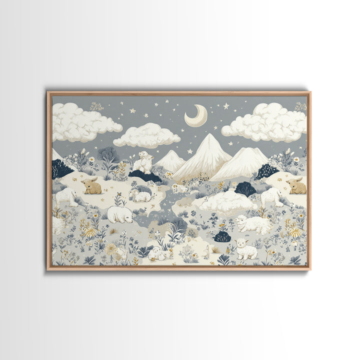 Calm Mountain Nursery Landscape Canvas Print, Nursery Decor, Kids Wall Art, Fine Art, Nursery, Room Decor, Textured Painting, NDE-3x2-52