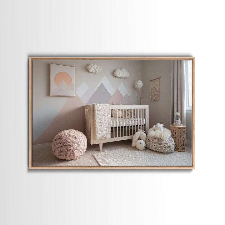 Calm Mountain Nursery Landscape Canvas Print, Nursery Decor, Luxury Decor, Fine Art, Nursery, Nursery Wall Art, Framed Wall Art, NDE-3x2-76