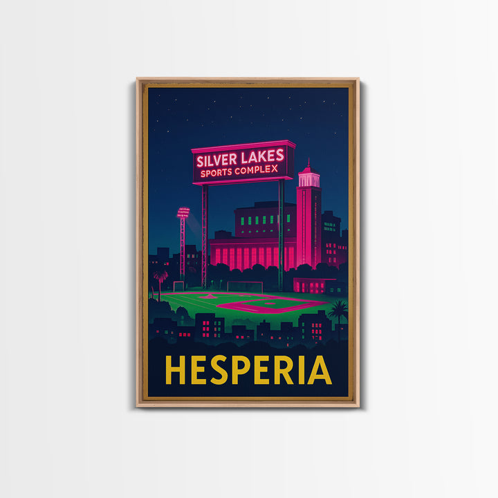 Hesperia California Travel Poster, Canvas Print, Neon Cityscape Wall Art, Hesperia Poster Print, Vintage City Poster, City Illustration