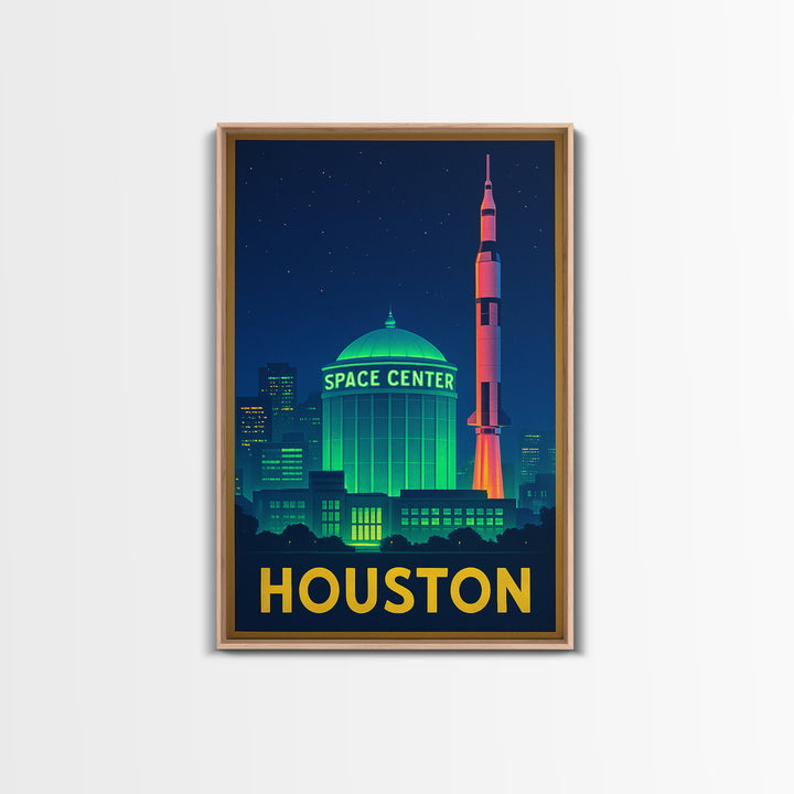 Houston Texas Travel Poster, Canvas Print, Electric Night Poster Art, Houston City Art, Fine Art Print, Travel Wall Art, Home Office Decor