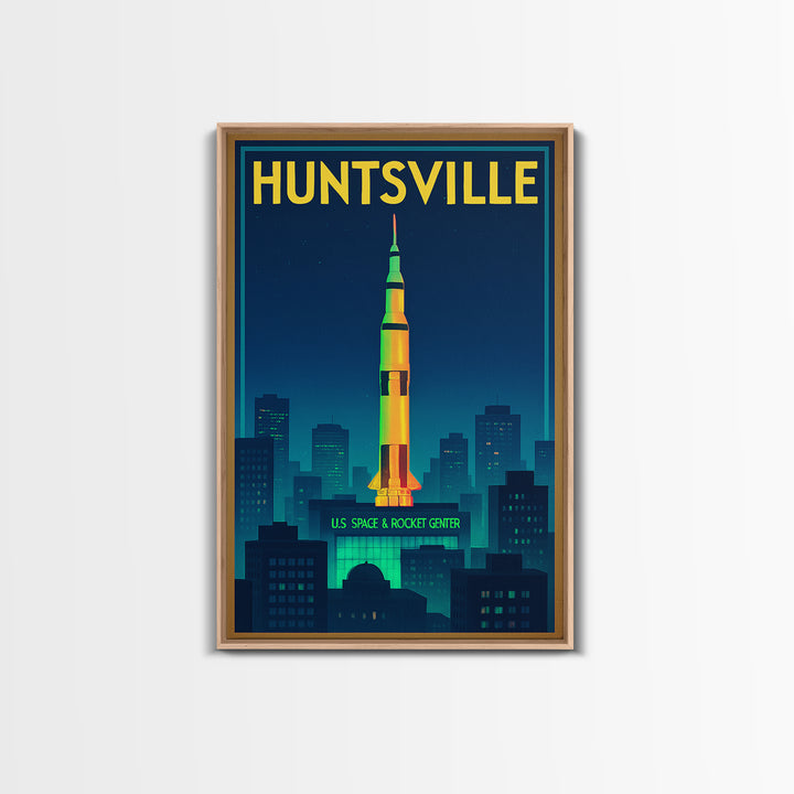 Huntsville Travel Poster, Framed Canvas Print, Cyberpunk Style City Art, Huntsville Art Print, Eclectic Wall Decor, City Travel Prints