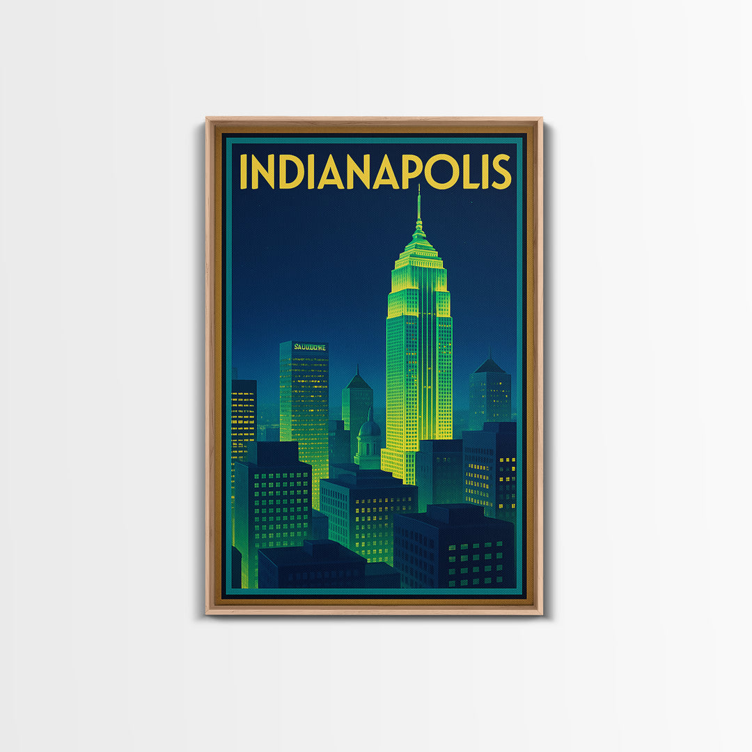 Indianapolis Travel Poster, Canvas Print, Cyberpunk Style City Art, Indianapolis City Art, Wanderlust Decor, Home Office Decor