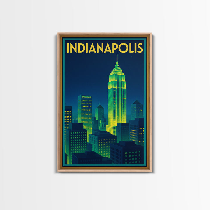 Indianapolis Travel Poster, Canvas Print, Cyberpunk Style City Art, Indianapolis City Art, Wanderlust Decor, Home Office Decor
