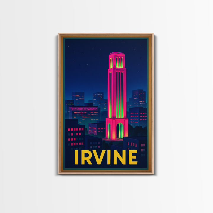 Irvine California Travel Poster, Canvas Print, Cyberpunk Style City Art, Irvine Wall Art, Watercolor City Skyline, Wall Art