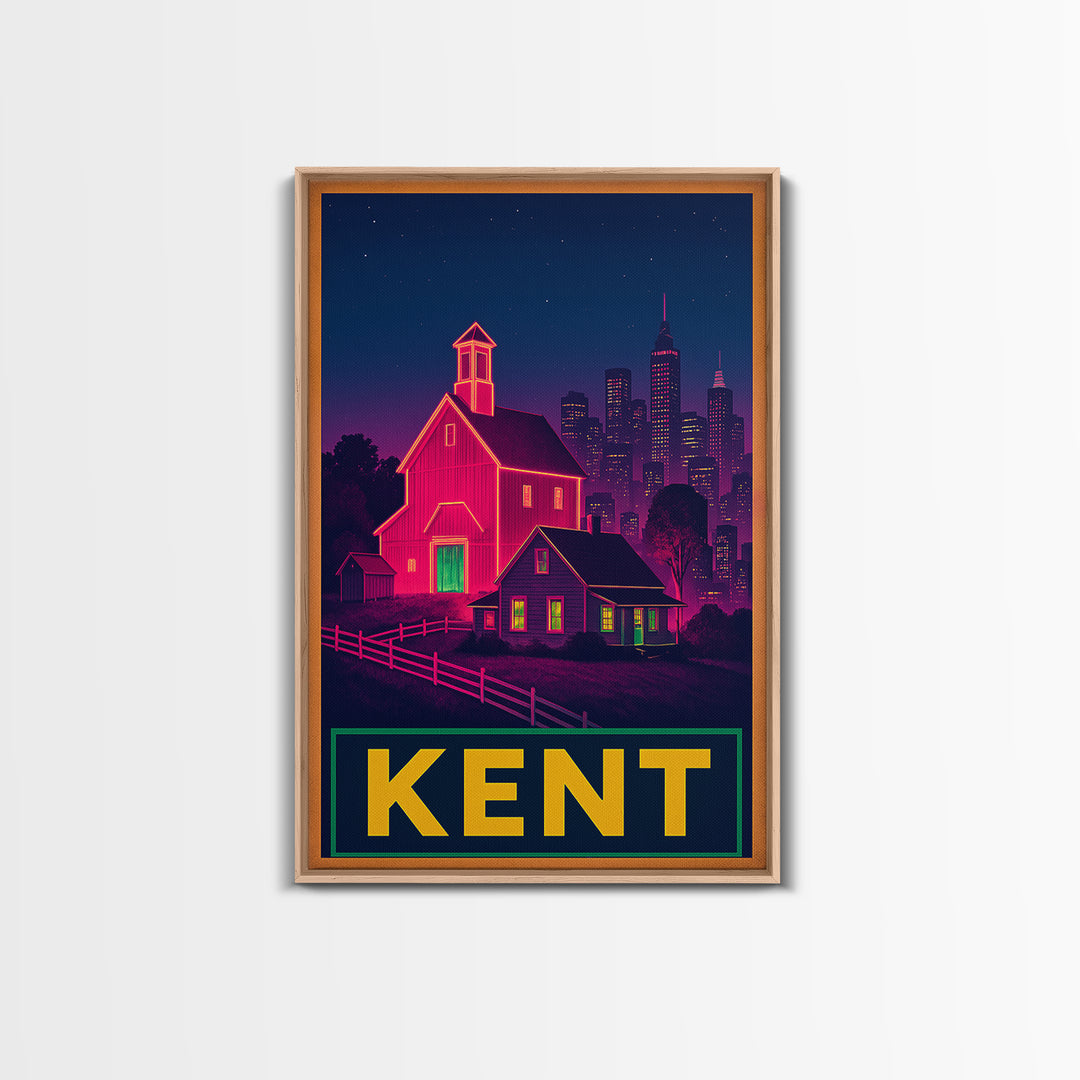 Kent Washington Travel Poster, Canvas Print, Cyberpunk Style City Art, Kent Art Print, City Art Print, Fine Art Print, Travel Art Print