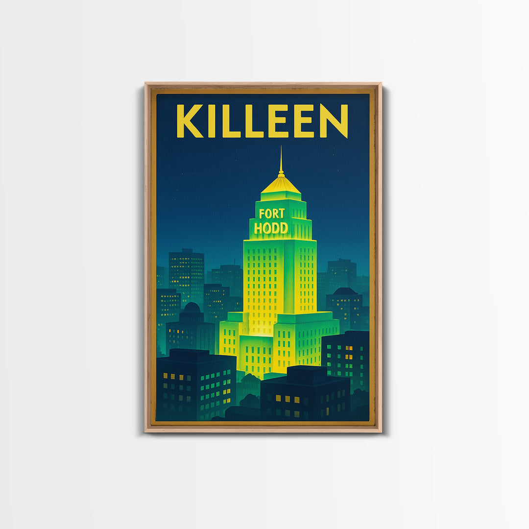 Killeen Travel Poster, Canvas Print, Electric Night Poster Art, Killeen Wall Art, Travel Poster Art, Travel Art Print, Vintage Travel Art