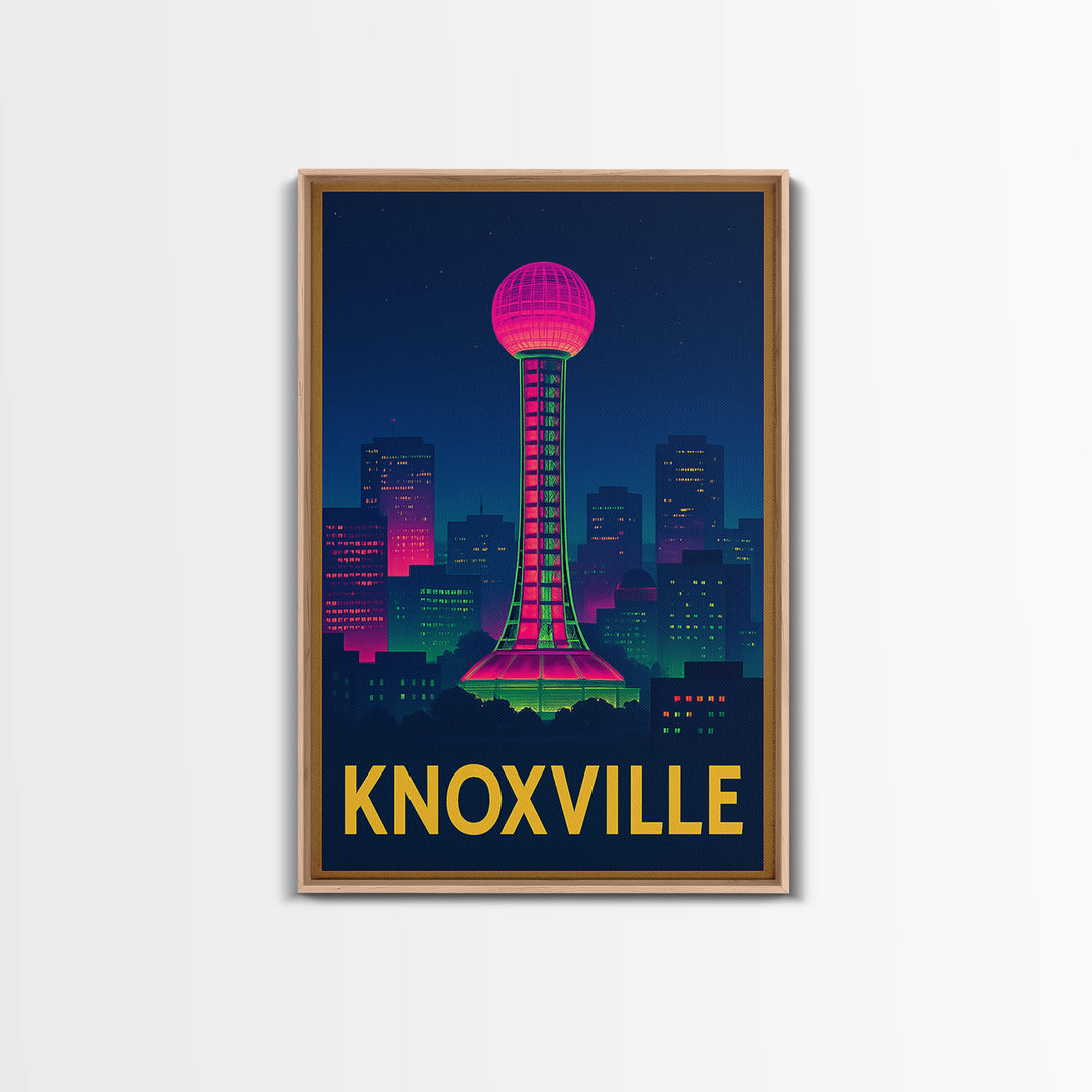 Knoxville Tennessee Travel Poster, Canvas Print, Electric Night Poster Art, Knoxville Poster Print, Wall Art, Vintage City Poster