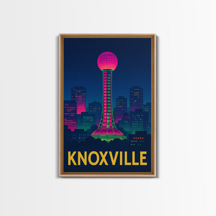 Knoxville Tennessee Travel Poster, Canvas Print, Electric Night Poster Art, Knoxville Poster Print, Wall Art, Vintage City Poster