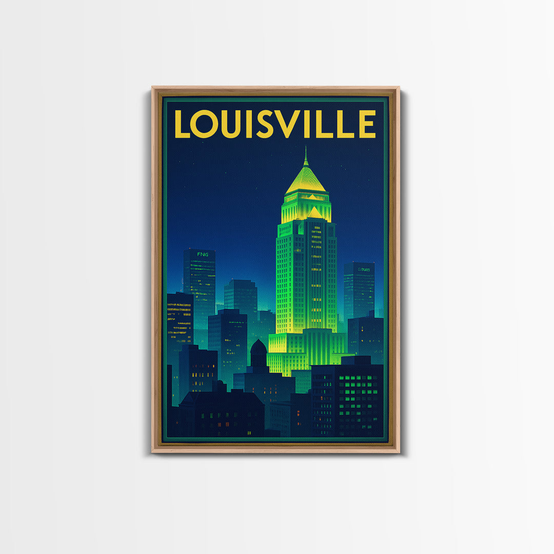 Louisville Travel Poster, Canvas Print, Cyberpunk Style City Art, Louisville Poster Print, City Travel Prints, City Art Print, Design 2