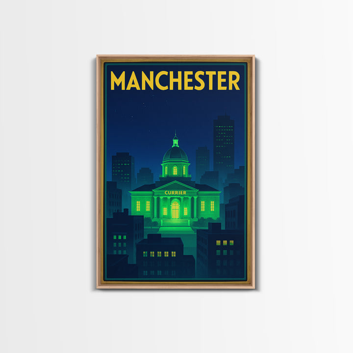 Manchester Travel Poster, Canvas Print, Neon Cityscape Wall Art, Manchester Art Print, Eclectic Wall Decor, Home Office Decor, Design 2