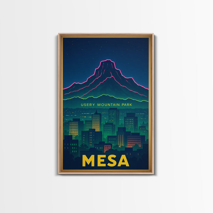 Mesa Arizona Travel Poster, Canvas Print, Neon Skyline Wall Art, Mesa Poster Print, Travel Art Print, Living Room Wall Art, City Poster