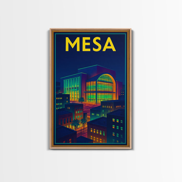 Mesa Travel Poster, Canvas Print, Cyberpunk Style City Art, Mesa Wall Art, Fine Art Print, City Travel Prints, Living Room Wall Art