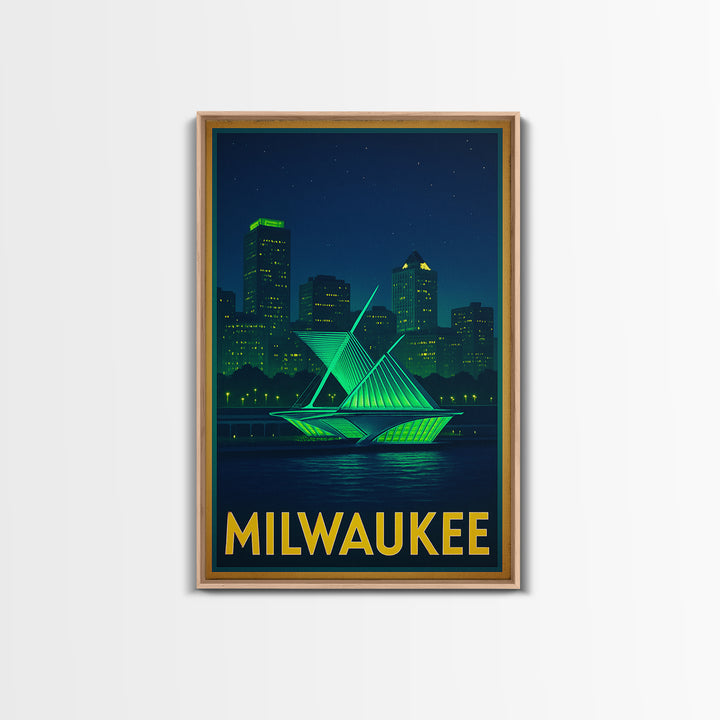 Milwaukee Wisconsin Travel Poster, Canvas Print, Cyberpunk Style City Art, Milwaukee Poster Print, Vintage Travel Print, Travel Art Print