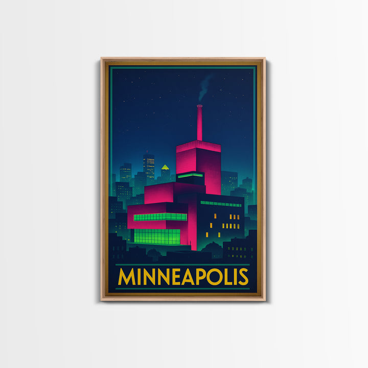 Minneapolis Minnesota Travel Poster, Canvas Print, Cyberpunk Style City Art, Minneapolis Travel Art, City Illustration, Travel Art Print