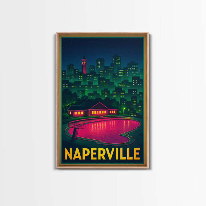 Naperville Travel Poster, Canvas Print, Cyberpunk Style City Art, Naperville Art Print, Living Room Wall Art, Gift For Travelers