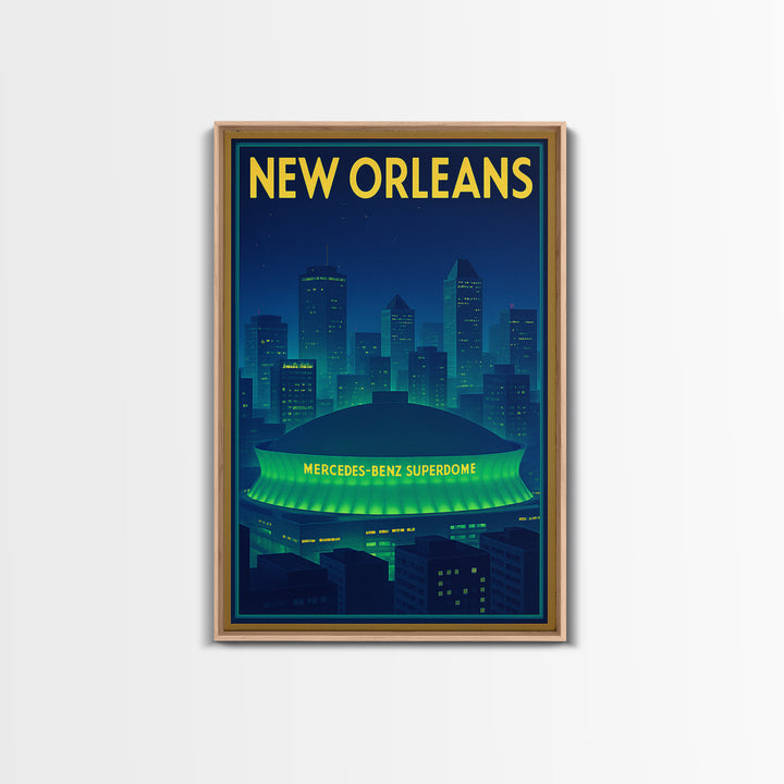 New Orleans Travel Poster, Framed Canvas Print, Cyberpunk Style City Art, New Orleans Poster Print, Travel Poster Set, City Travel Prints
