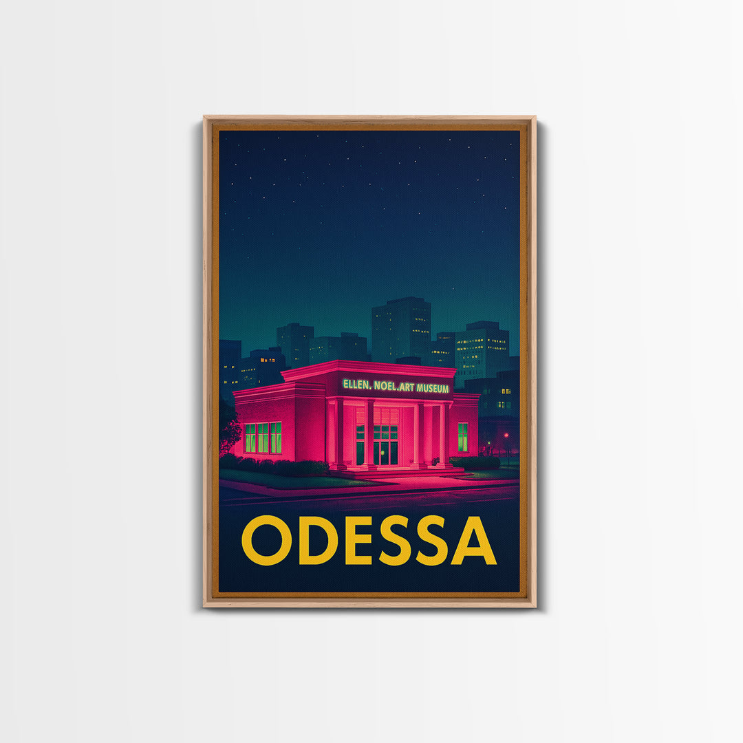 Odessa Texas Travel Poster, Canvas Print, Electric Night Poster Art, Odessa Wall Art, Gift For Travelers, Mid Century Wall Art, Office Decor