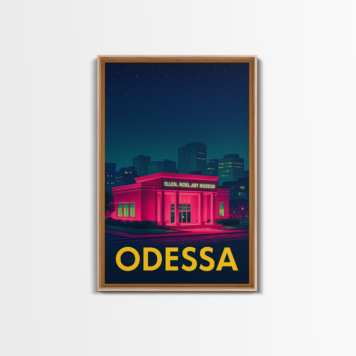 Odessa Texas Travel Poster, Canvas Print, Electric Night Poster Art, Odessa Wall Art, Gift For Travelers, Mid Century Wall Art, Office Decor