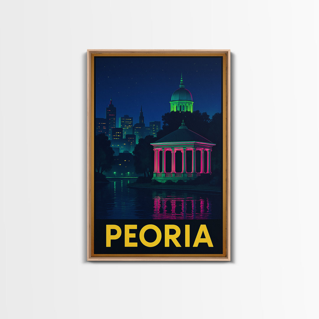 Peoria Arizona Travel Poster, Canvas Print, Electric Night Poster Art, Peoria City Art, Skyline Art, City Art Print, Retro Travel Print
