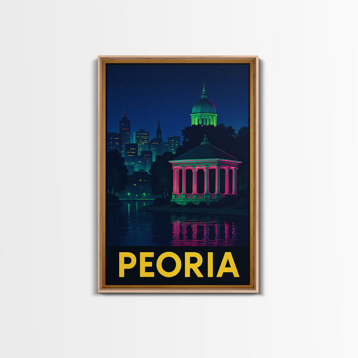 Peoria Arizona Travel Poster, Canvas Print, Electric Night Poster Art, Peoria City Art, Skyline Art, City Art Print, Retro Travel Print