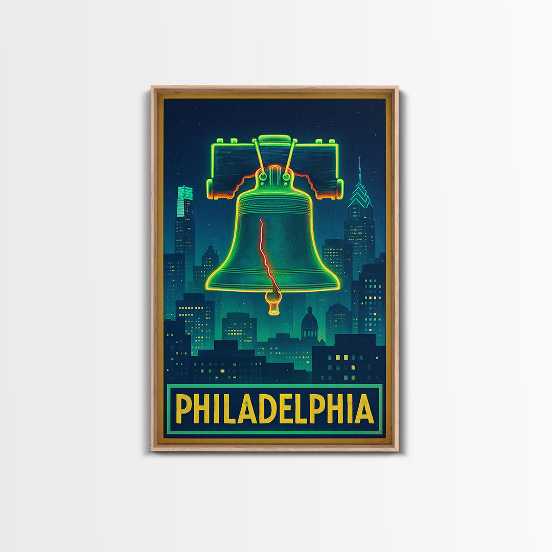 Philadelphia Travel Poster, Canvas Print, Electric Night Poster Art, Philadelphia City Art, Travel Poster Set, Travel Art Print
