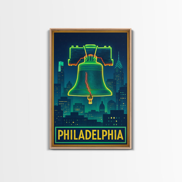 Philadelphia Travel Poster, Canvas Print, Electric Night Poster Art, Philadelphia City Art, Travel Poster Set, Travel Art Print