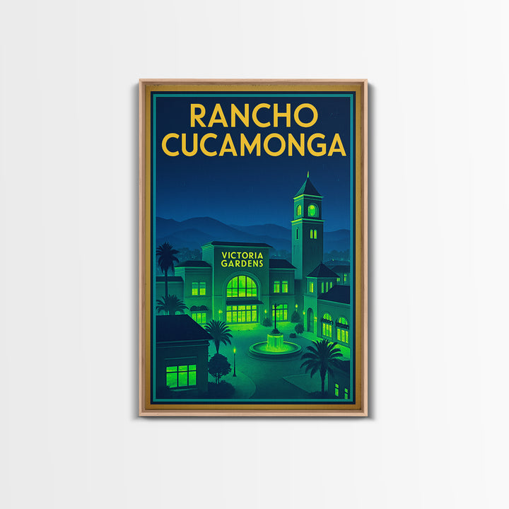 Rancho Cucamonga Travel Poster, Canvas Print, Retro Neon Travel Art, Rancho Cucamonga Travel Art, Travel Wall Art, Home Office Decor