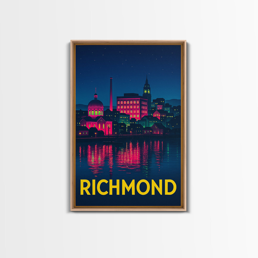 Richmond Virginia Travel Poster, Canvas Print, Cyberpunk Style City Art, Richmond Art Print, Fine Art Print, Travel Art Print, Retro Poster
