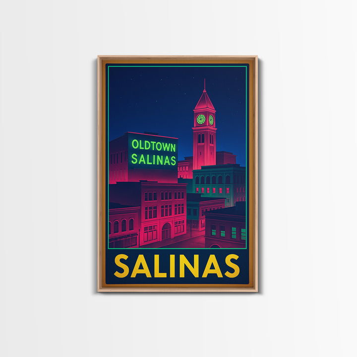 Salinas California Travel Poster, Canvas Print, Cyberpunk Style City Art, Salinas Wall Art, Wall Decor, Travel Wall Decor, Office Decor