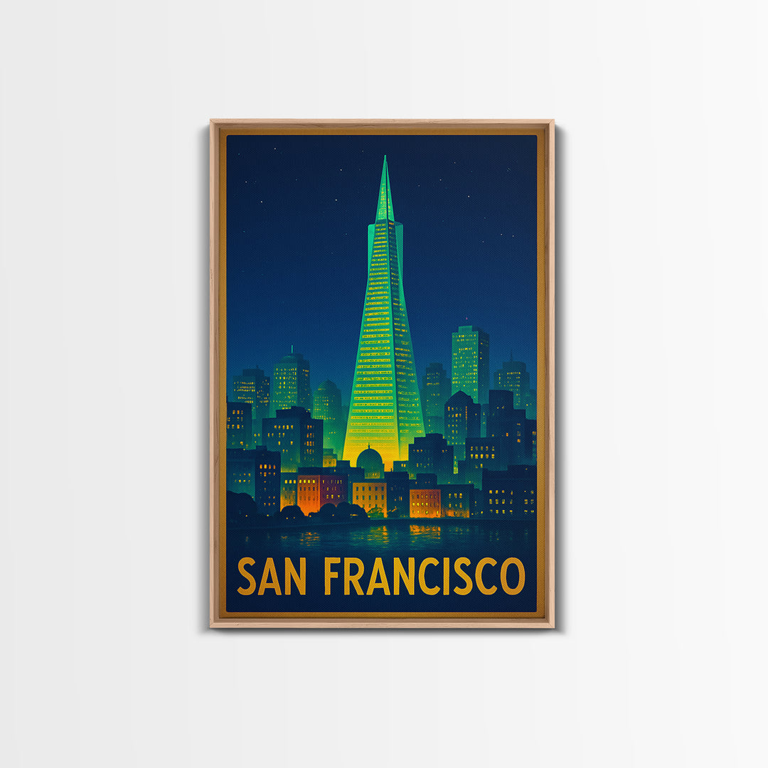 San Francisco California Travel Poster, Canvas Print, Retro Neon Travel Art, San Francisco Travel Art, Travel Poster Art, Travel Wall Decor