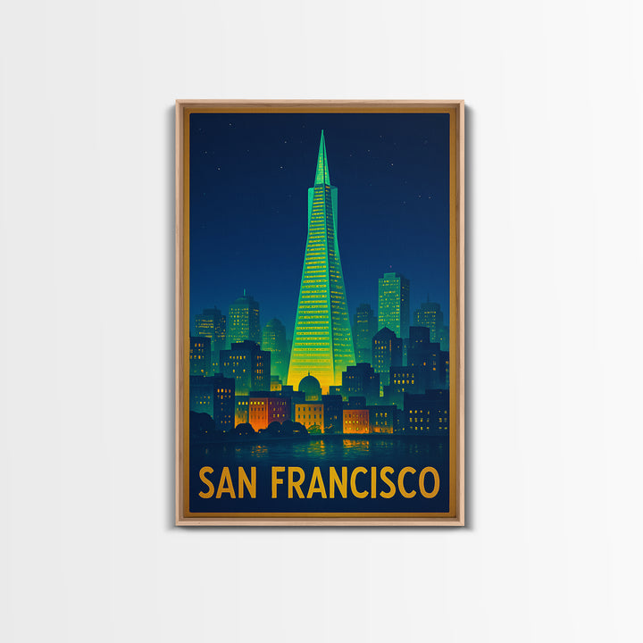 San Francisco California Travel Poster, Canvas Print, Retro Neon Travel Art, San Francisco Travel Art, Travel Poster Art, Travel Wall Decor