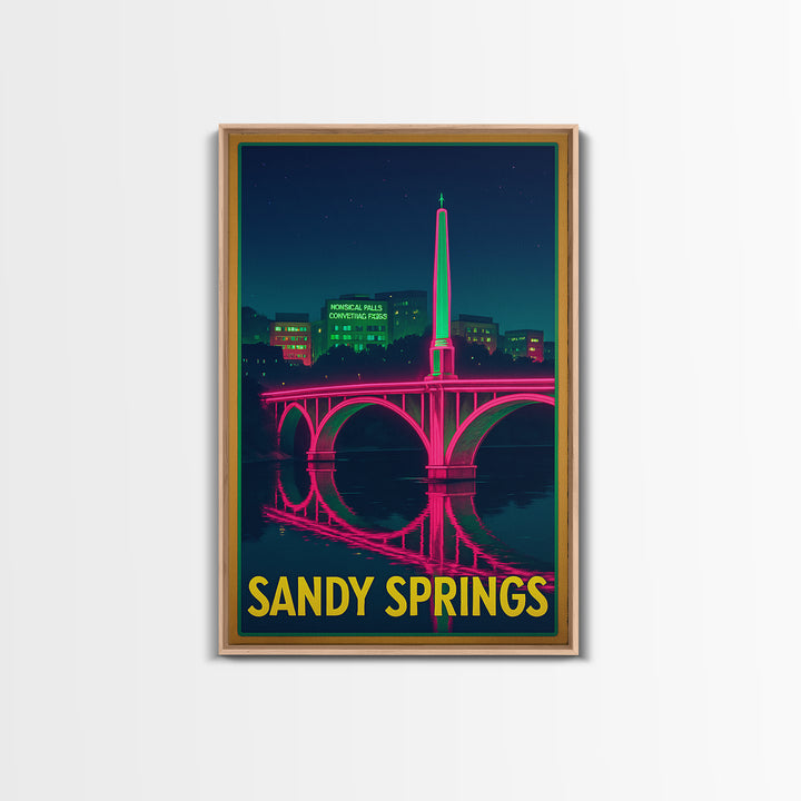 Sandy Springs Georgia Travel Poster, Canvas Print, Electric Night Poster Art, Sandy Springs Art Print, Watercolor Skyline, Travel Gift