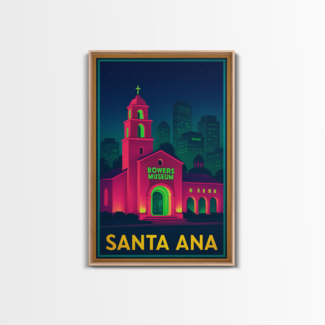 Santa Ana California Travel Poster, Canvas Print, Cyberpunk Style City Art, Santa Ana City Art, Fine Art Print, Wall Art, City Art Print